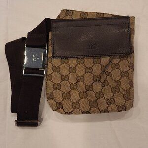 Gucci GG Brown Canvas Belt Bag with Dust Cover